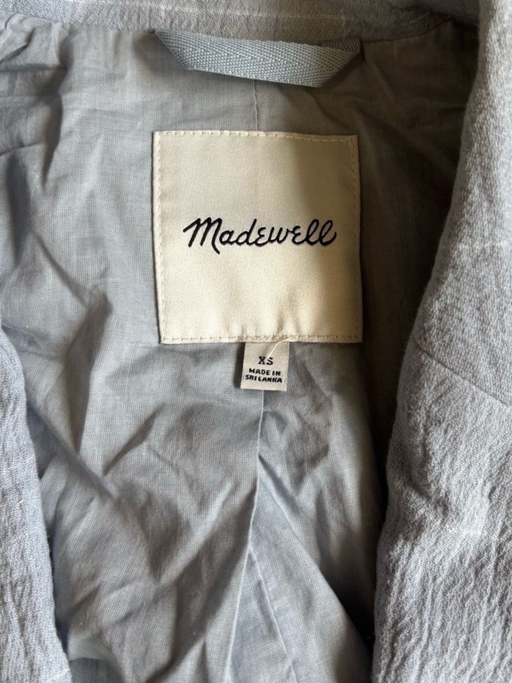 Madewell Larsen Cotton Linen Relaxed Oversized Windowpane Plaid Blazer Blue xs - Picture 4 of 8